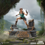 figurine de lara croft sur des ruines