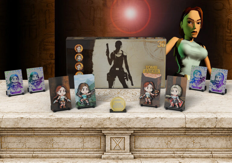 présentation du coffret des figgyz lara croft de tomb raider 1 et de legacy of atlantis, accompagnées de Natla.