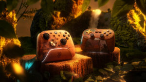 manettes de jeux xbox, switch, android apple au design de tomb raider 30 ans / legacy of atlantis